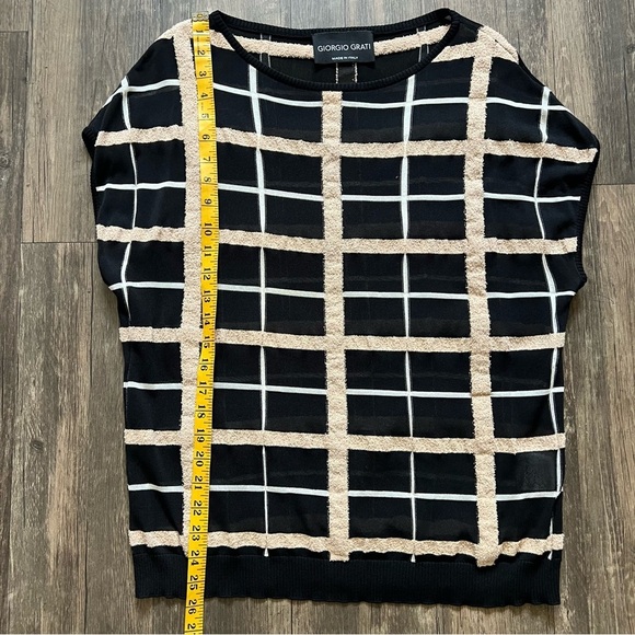 Georgio Grati Sleeveless Checkered Boat Neck Knit Top Slightly Sheer Size M - Picture 12 of 13